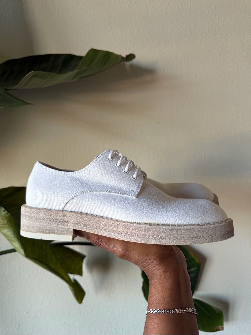 Ann Demeulemeester OLIVIER LACE UP DENIM Oxford Derby white 37/7